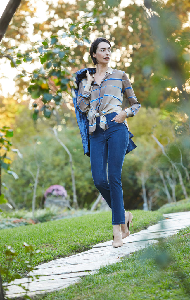 Luxor -Stretch Silk Double Georgette Print Blouse - Carlisle