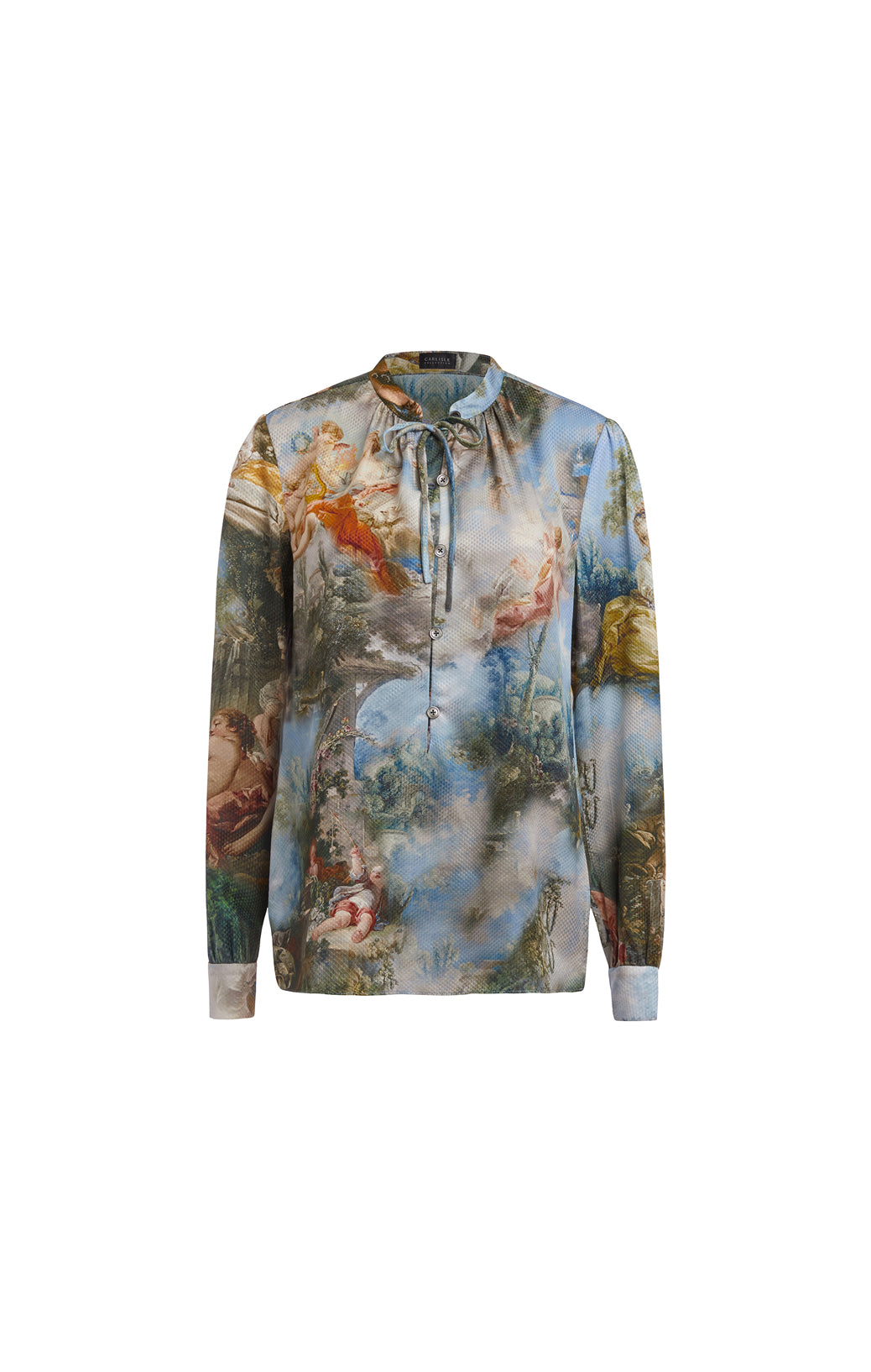 Galerie - Floral Patchwork Print Silk Blouse - IMAGE