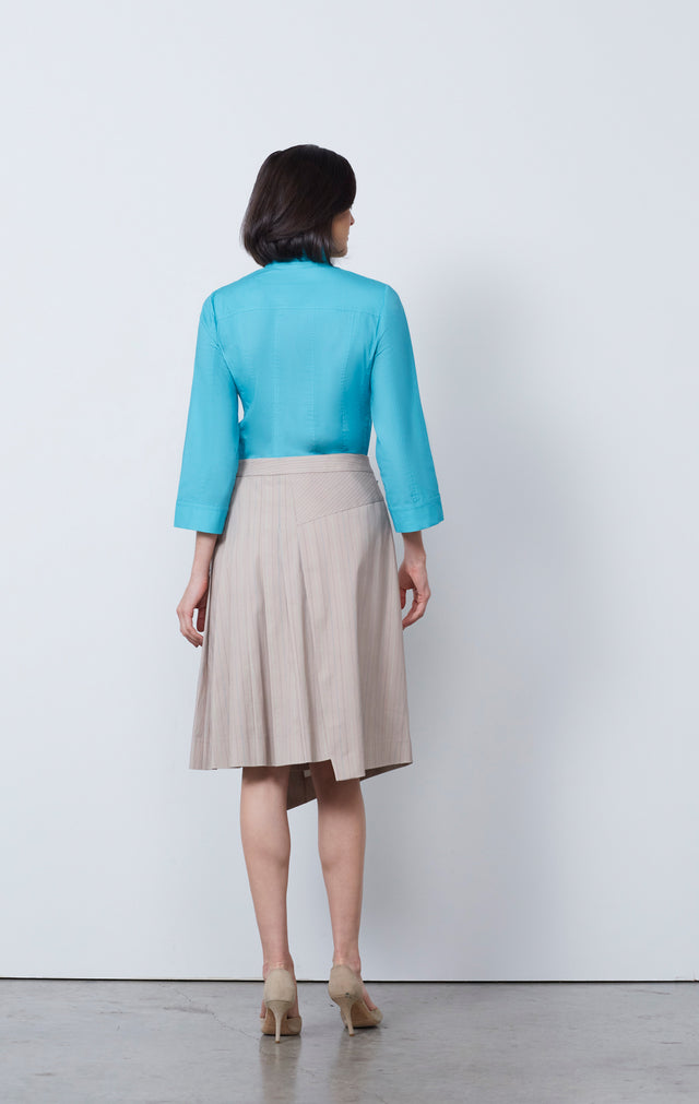 Pont Neuf - Pinstriped Pleated Wrap Skirt - IMAGE