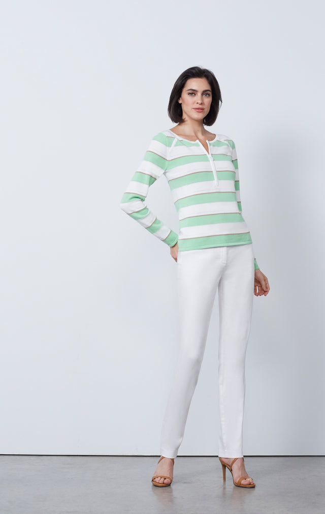 Mime - Striped Zip-Front Sweater - IMAGE