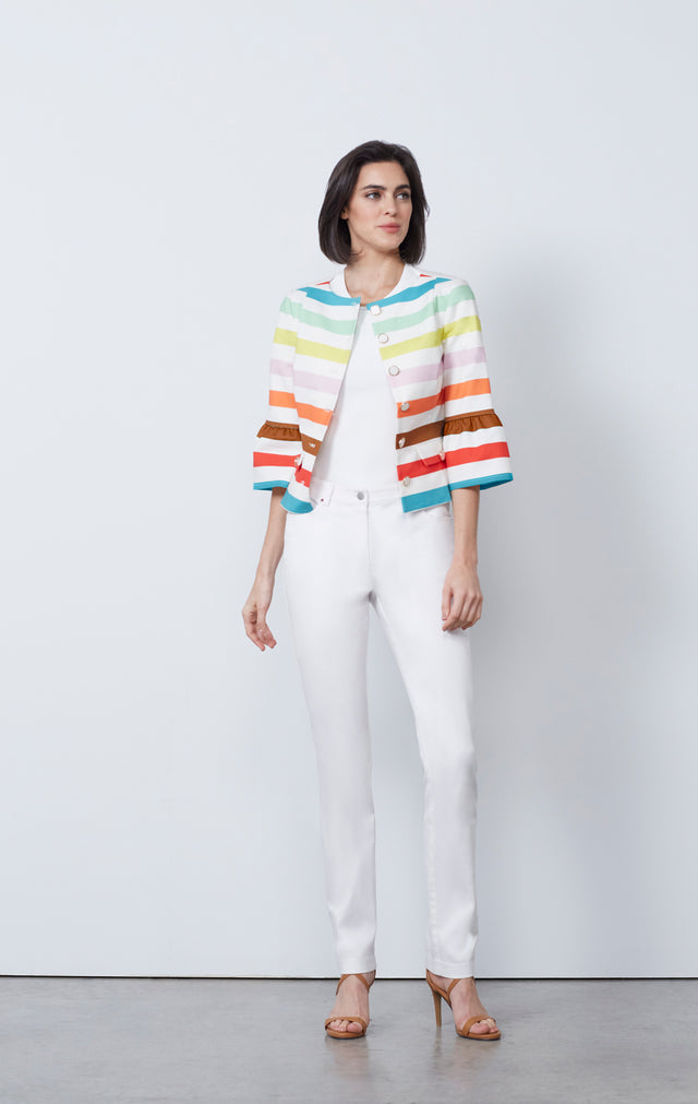 Picturesque - Striped Stretch Cotton Sateen Jacket - IMAGE