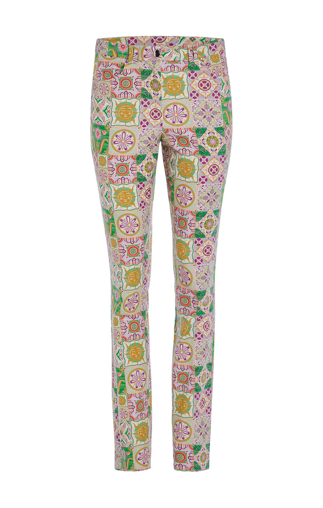 Alcazar - Tile-Printed Sateen Jeans - Product Image