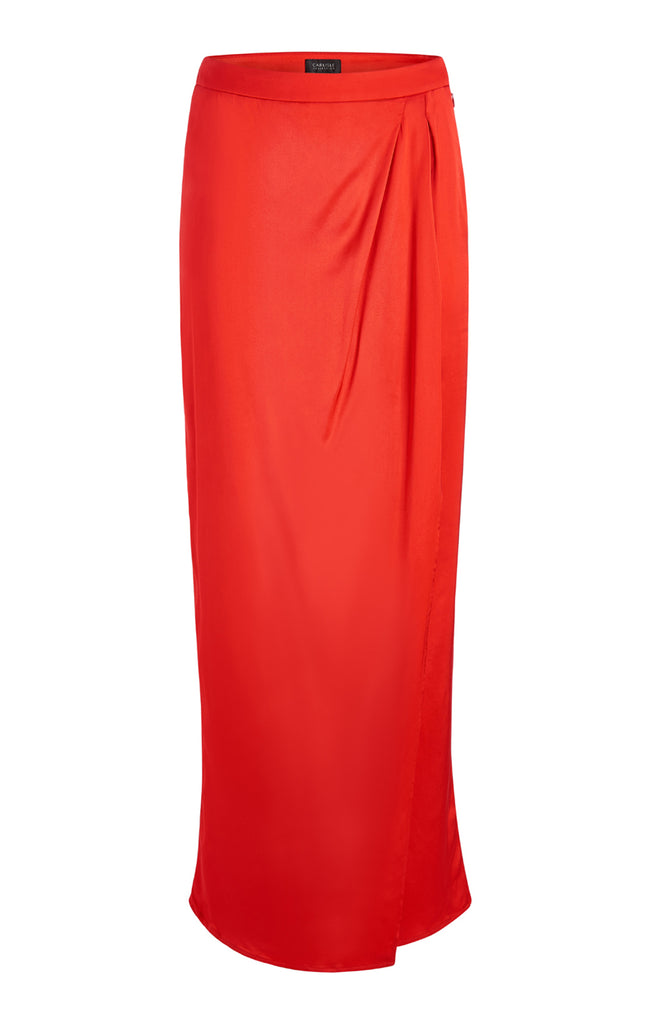 Shop Carlisle Collection Torch Song Stretch Satin Maxi Wrap Skirt