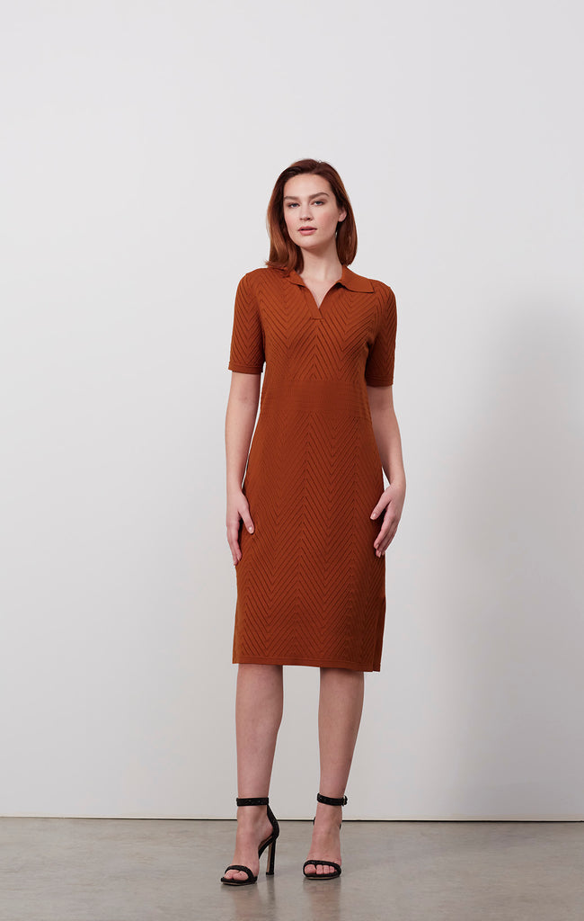 Shop Carlisle Collection Henna Jersey & Pointelle Shift Dress