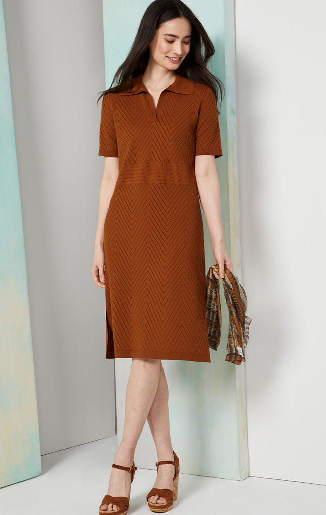 Shop Carlisle Collection Henna Jersey & Pointelle Shift Dress