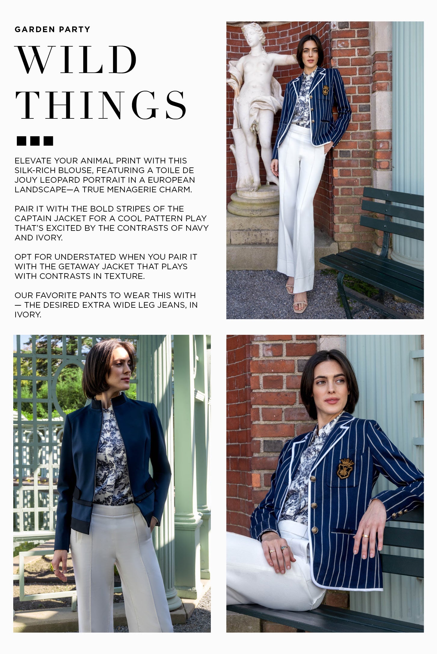 Garden Party - A Collectible Navy & Ivory Toile Print Blouse