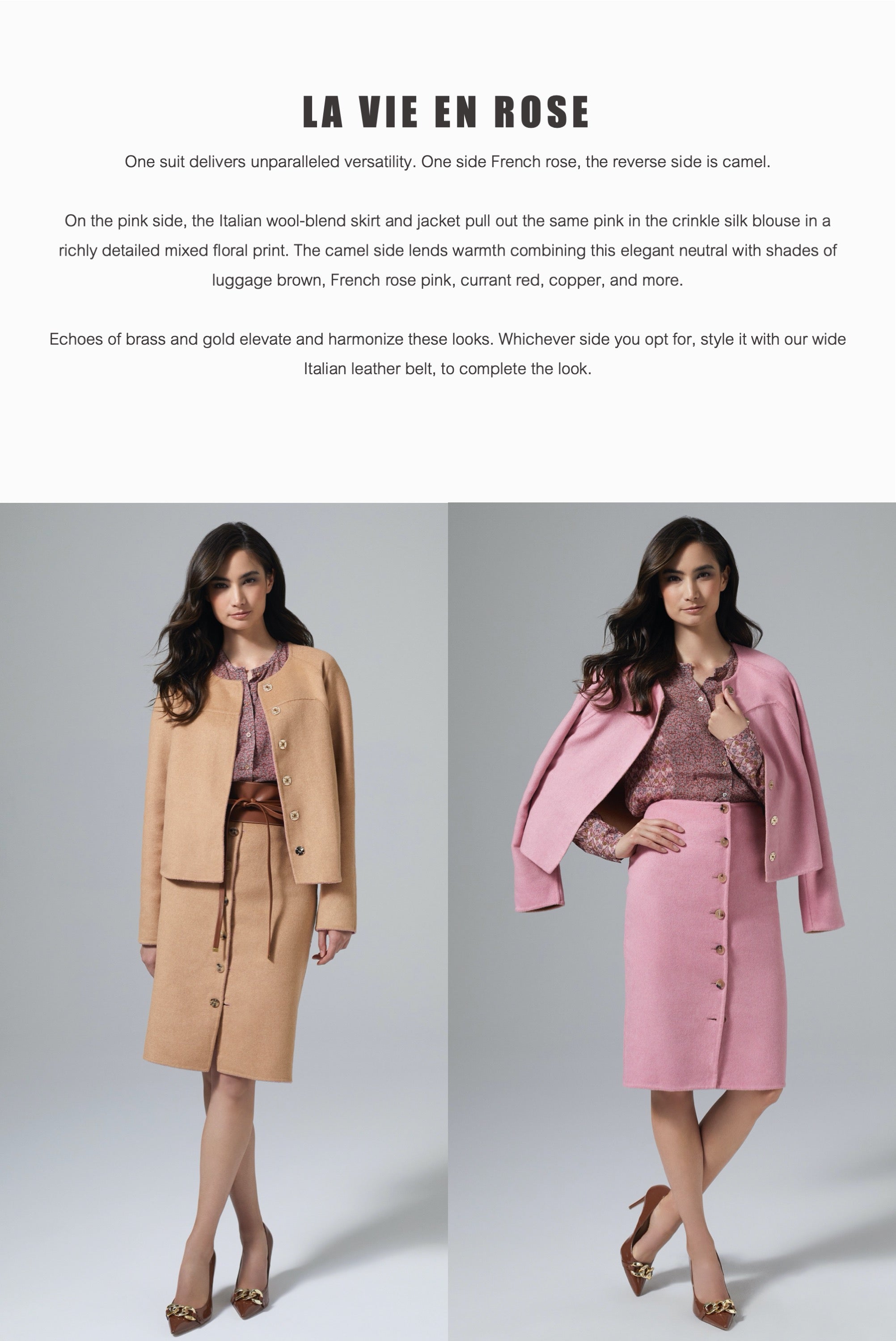 Pink Wool-Blend Skirt Suit