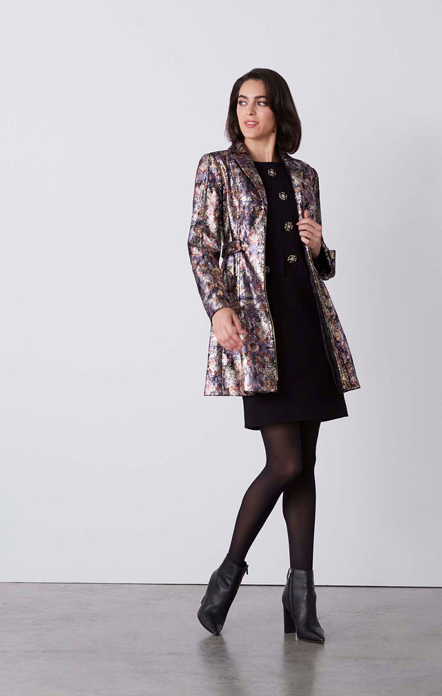 Vanity Fair - Printed Velvet Evening Coat - On Model