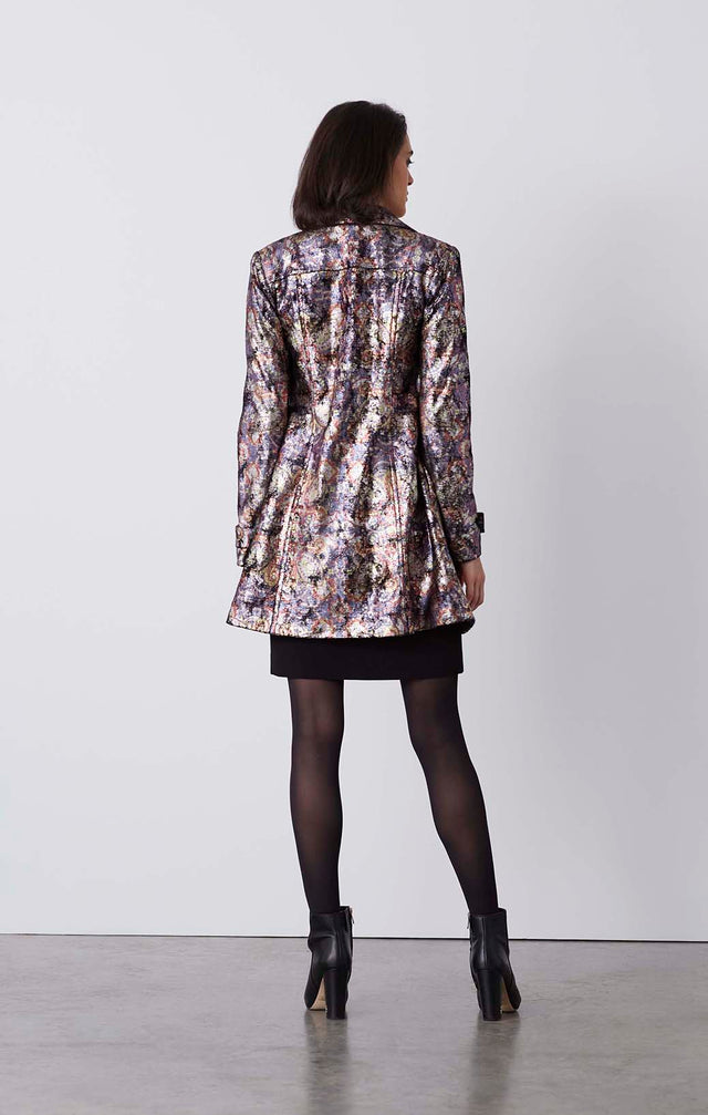 Vanity Fair - Printed Velvet Evening Coat - On Model