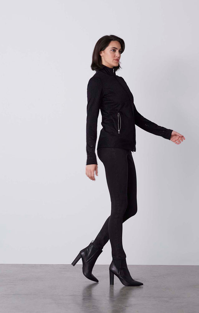 Scrollwork - Track Jacket In Embroidered Brazilian Knit - On Model