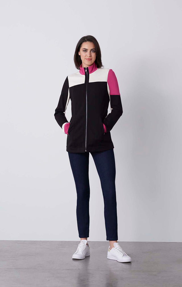 Yacht Club - Colorblock Ponte Knit Athleisure Jacket - On Model