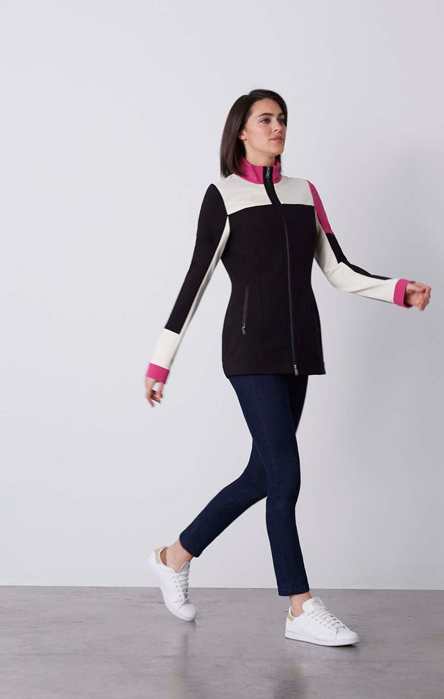 Yacht Club - Colorblock Ponte Knit Athleisure Jacket - On Model