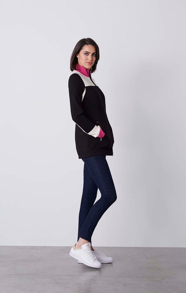 Yacht Club - Colorblock Ponte Knit Athleisure Jacket - On Model