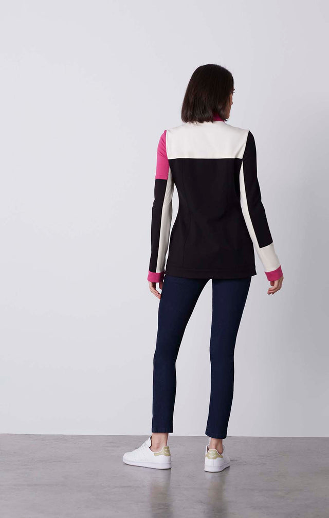 Yacht Club - Colorblock Ponte Knit Athleisure Jacket - On Model