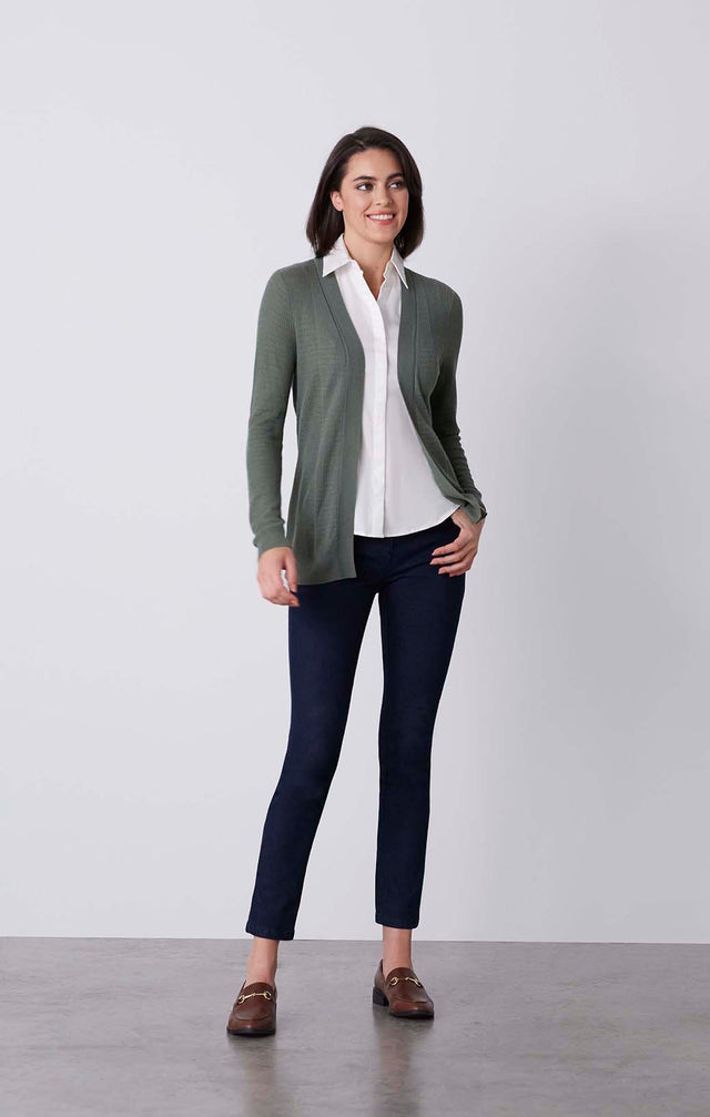 Victorious - Waffle-Stitch Cashmere Cardigan - On Model