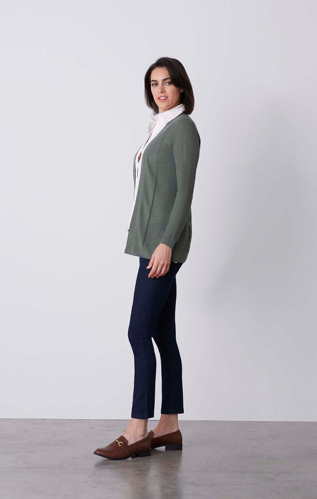 Victorious - Waffle-Stitch Cashmere Cardigan - On Model