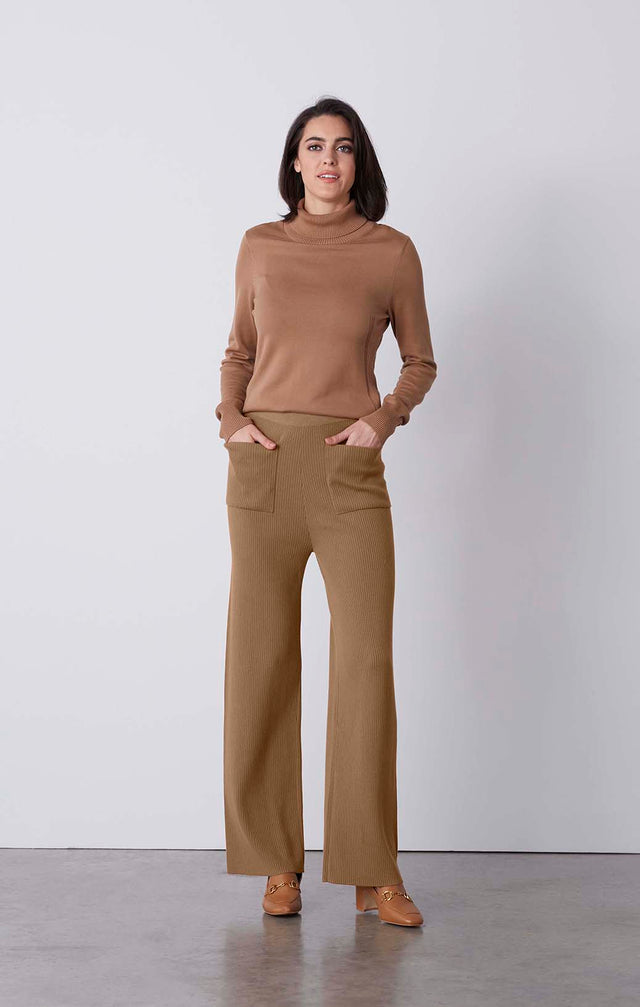 Time Off - Rib-Knit, Wide-Leg Pants - On Model