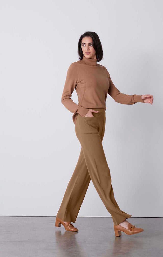 Time Off - Rib-Knit, Wide-Leg Pants - On Model