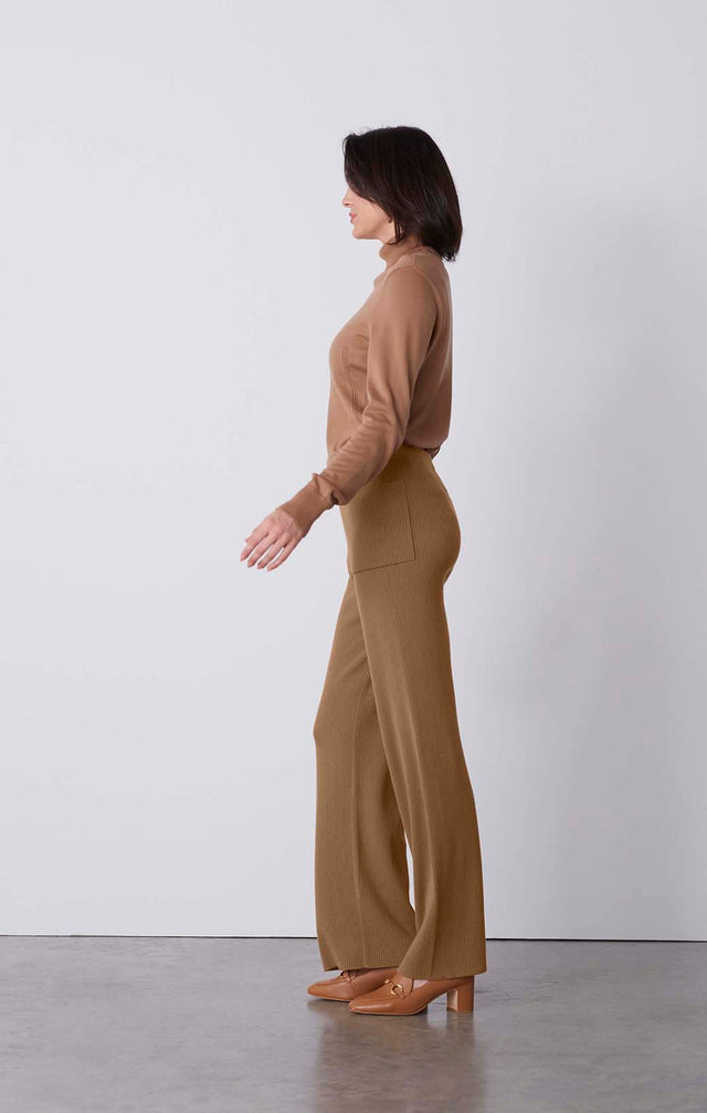Time Off - Rib-Knit, Wide-Leg Pants - On Model