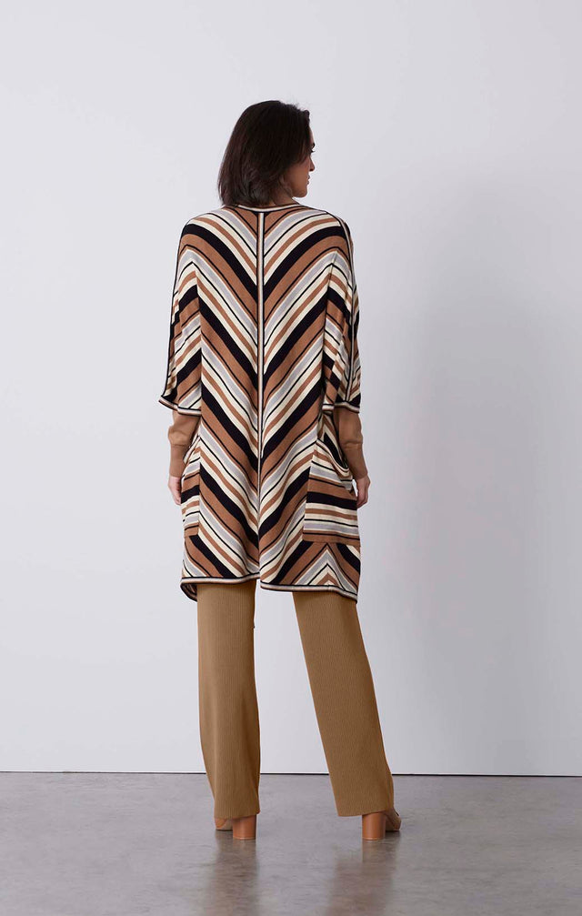 Hipster - Cashmere-Softened Striped Cardigan - On Model