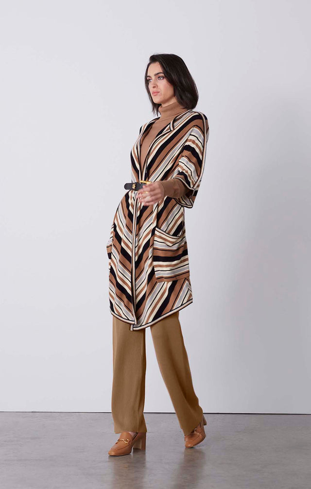 Hipster - Cashmere-Softened Striped Cardigan - On Model