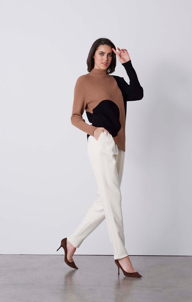 Golightly - Asymmetrical Colorblock Sweater - On Model