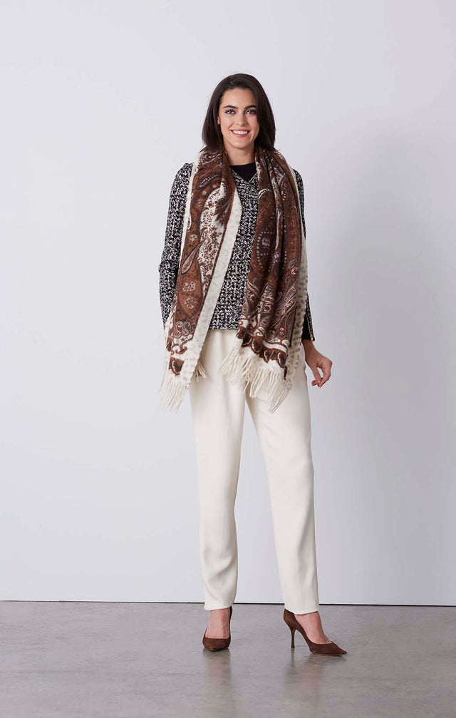 Prima Donna - Reversible Wool Cape Scarf - On Model