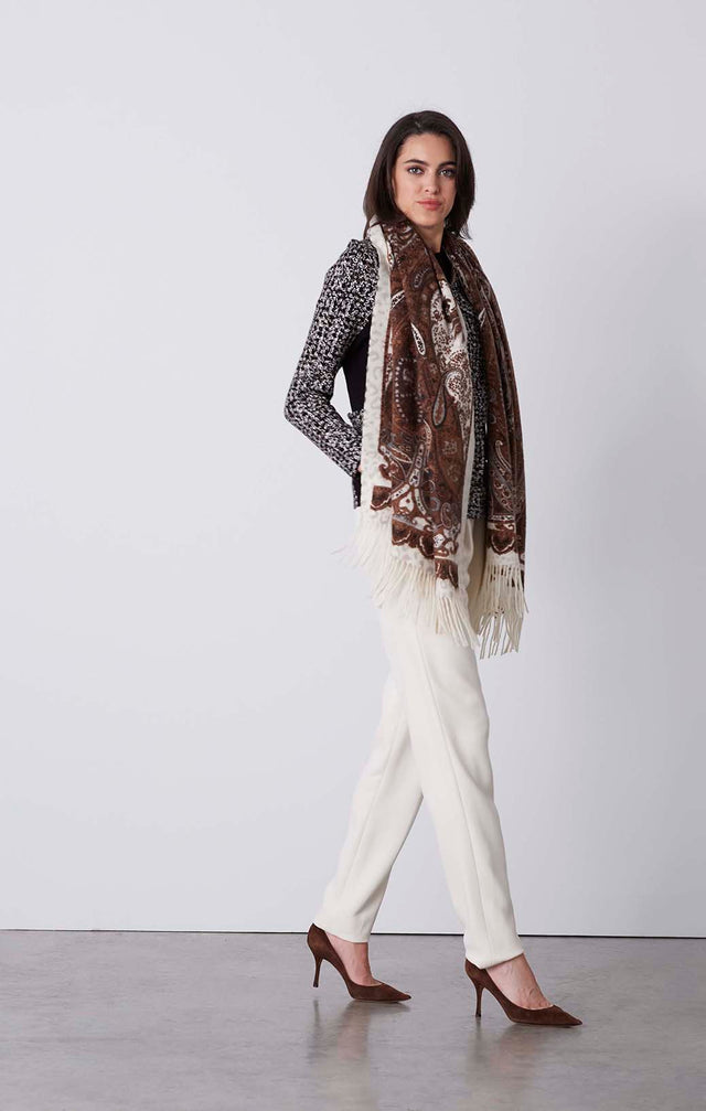 Prima Donna - Reversible Wool Cape Scarf - On Model