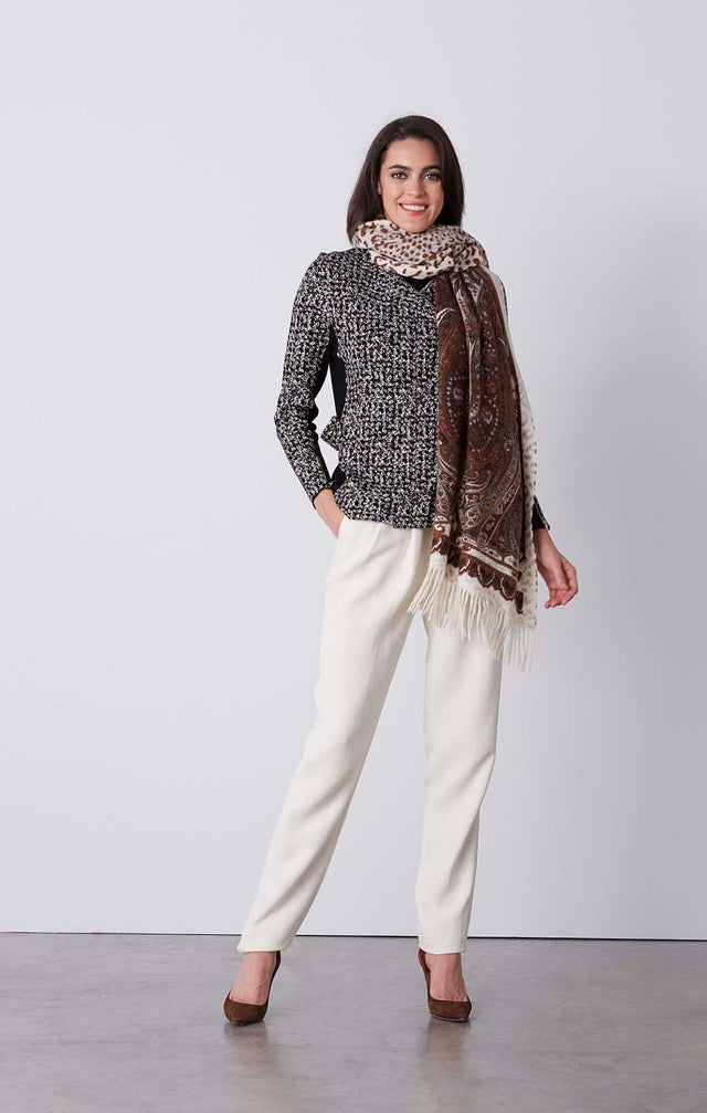 Prima Donna - Reversible Wool Cape Scarf - On Model