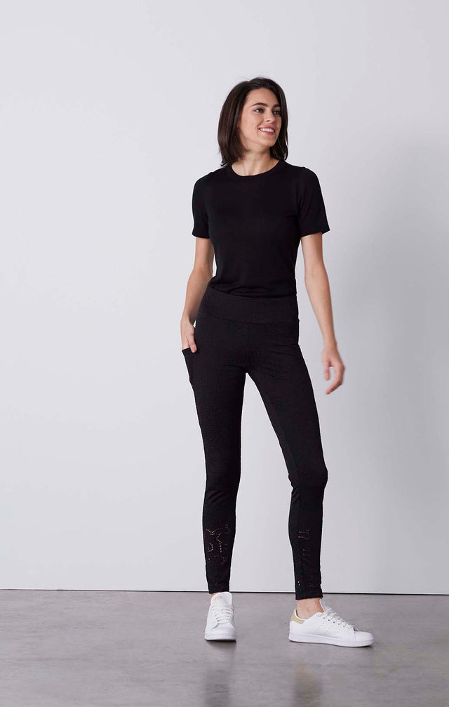 Scrollwork - Pants In Embroidered Brazilian Knit - On Model