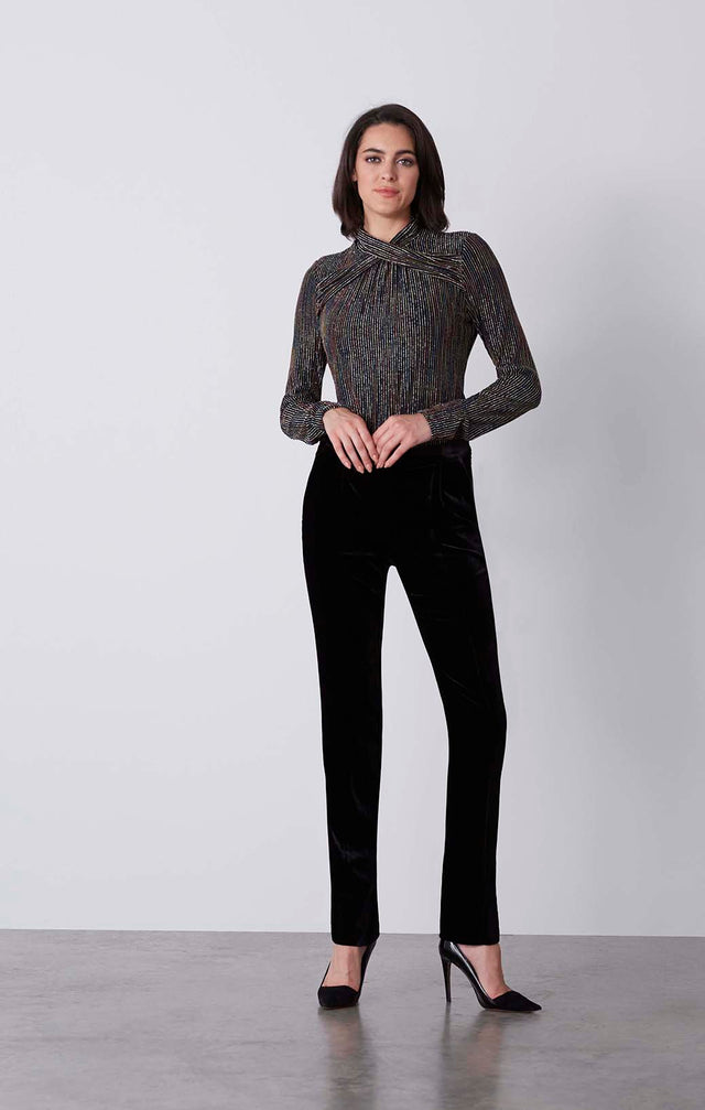 On The Town - Silk-Softened Stretch Velvet Pants - On Model