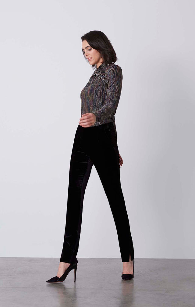 On The Town - Silk-Softened Stretch Velvet Pants - On Model