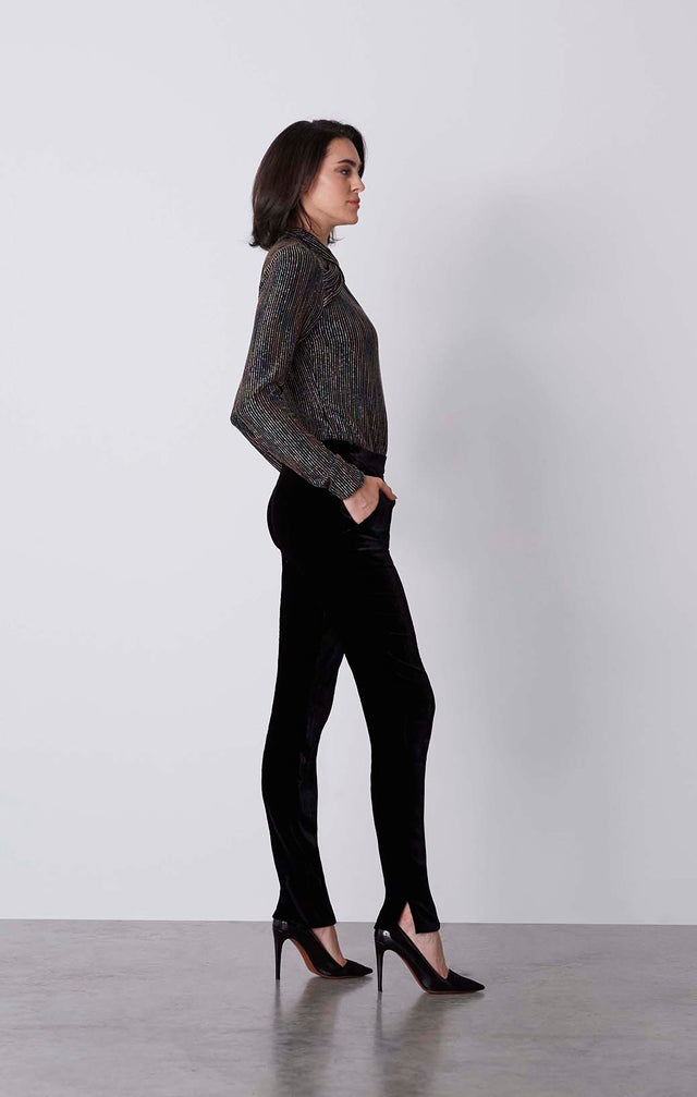 On The Town - Silk-Softened Stretch Velvet Pants - On Model