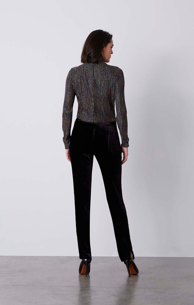 On The Town - Silk-Softened Stretch Velvet Pants - On Model