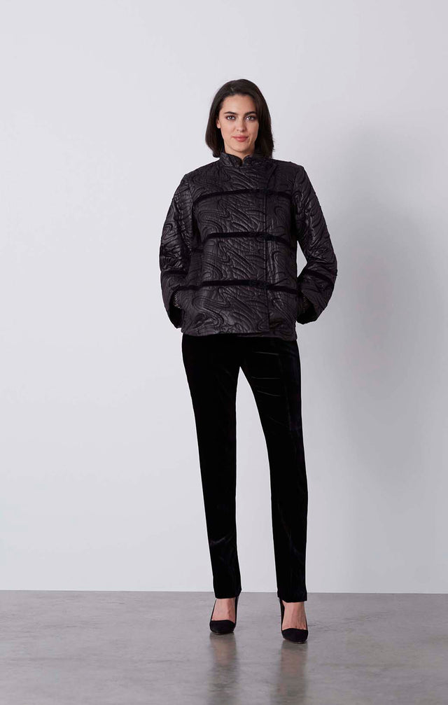 Moonbeams - Quilted Italian Satin Coat - On Model