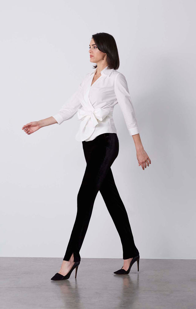 Luminaria - Silk-Rich Wrap Blouse With Sash Belt - On Model
