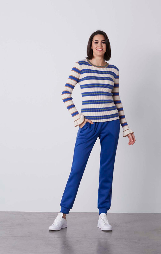 Disport - Ruffled Mixed-Stripe Sweater - On Model