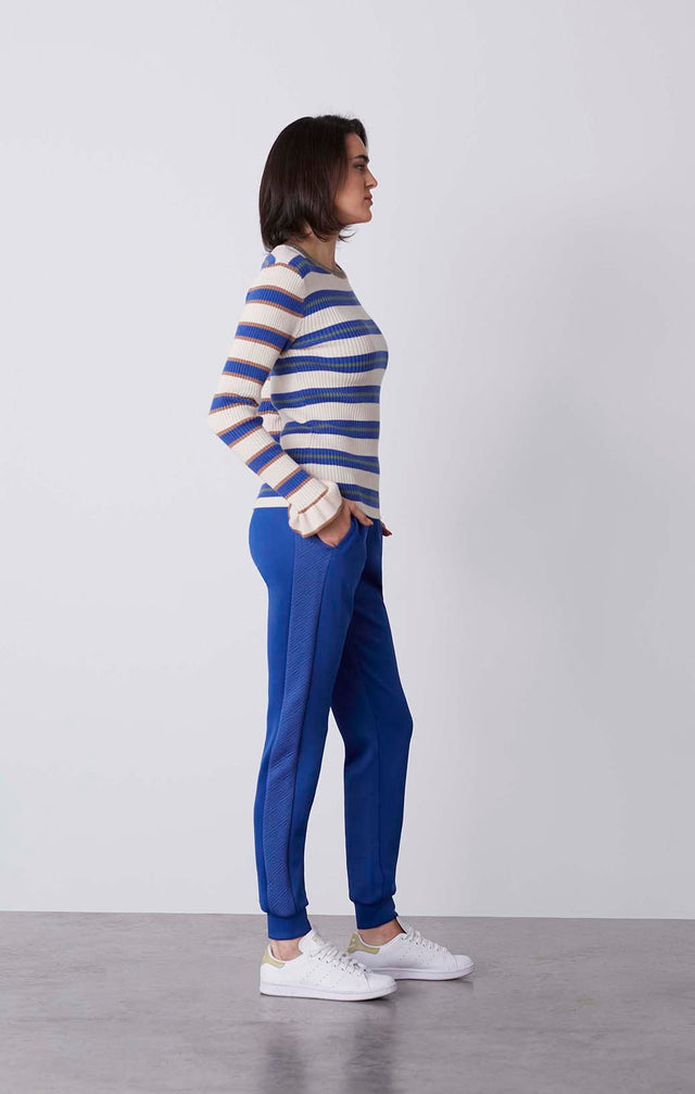 Disport - Ruffled Mixed-Stripe Sweater - On Model