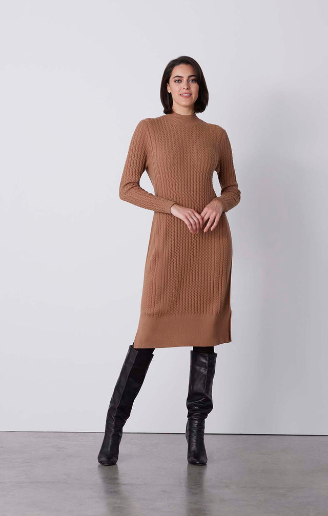 Refuge - Silk-Softened, Cable-Knit Dress - On Model