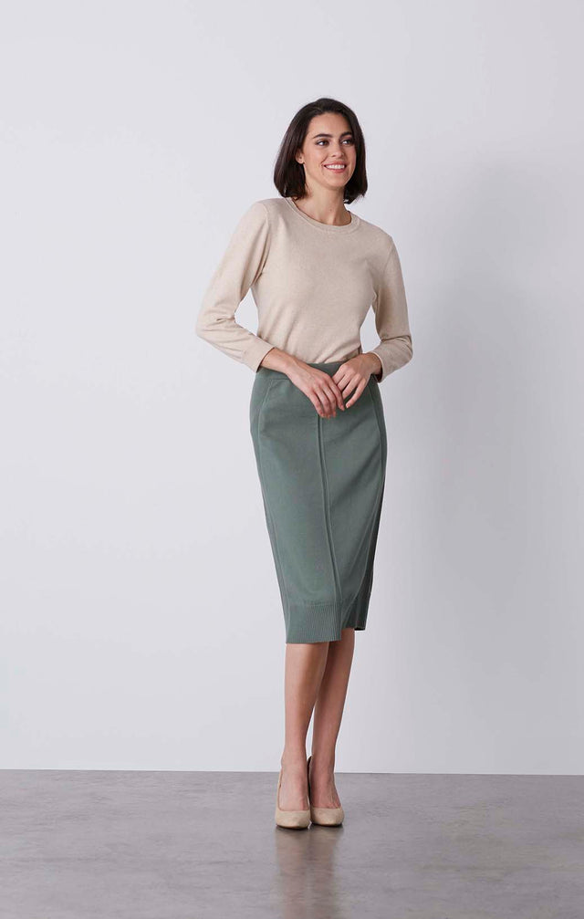 Esplanade - Cashmere-Softened Knit Skirt - On Model