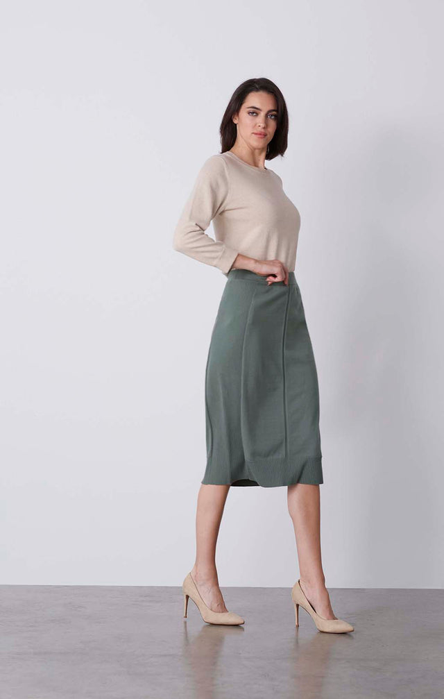 Esplanade - Cashmere-Softened Knit Skirt - On Model