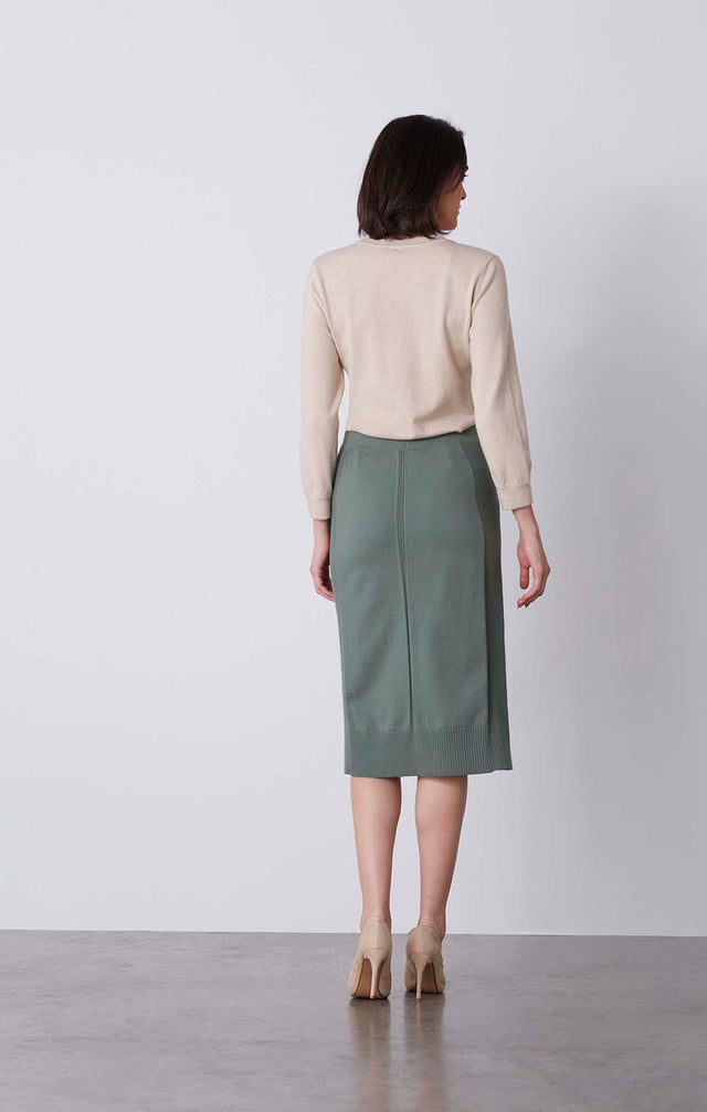 Esplanade - Cashmere-Softened Knit Skirt - On Model