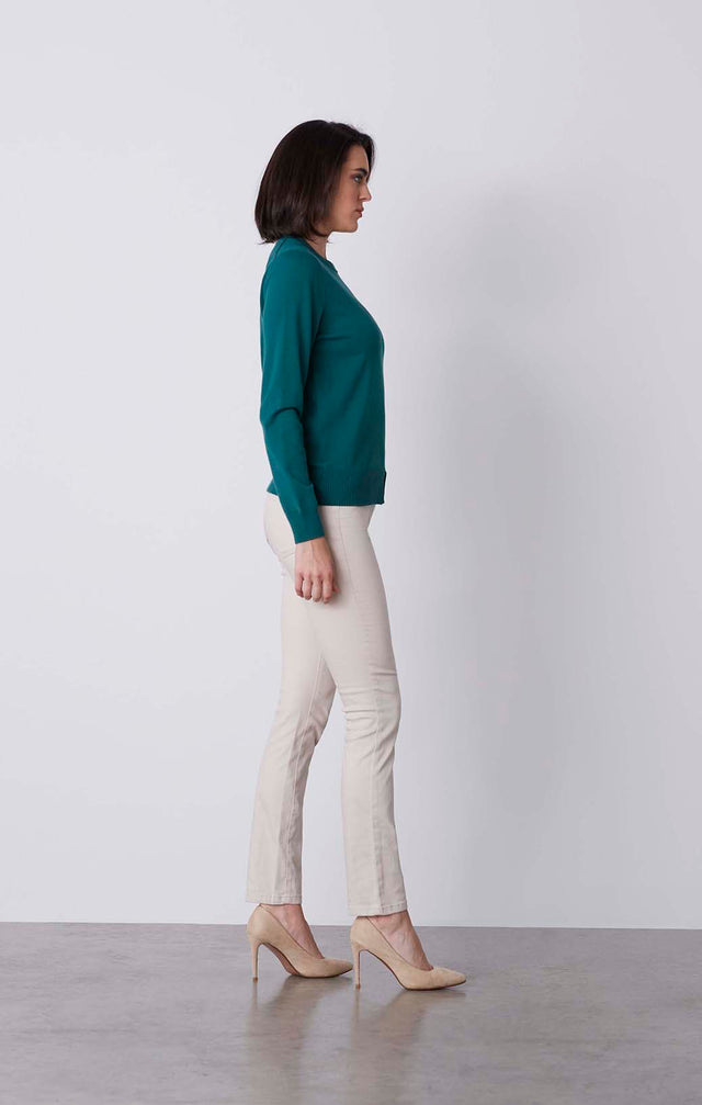 Renewal - Split Hem Crew Neck Sweater - On Model