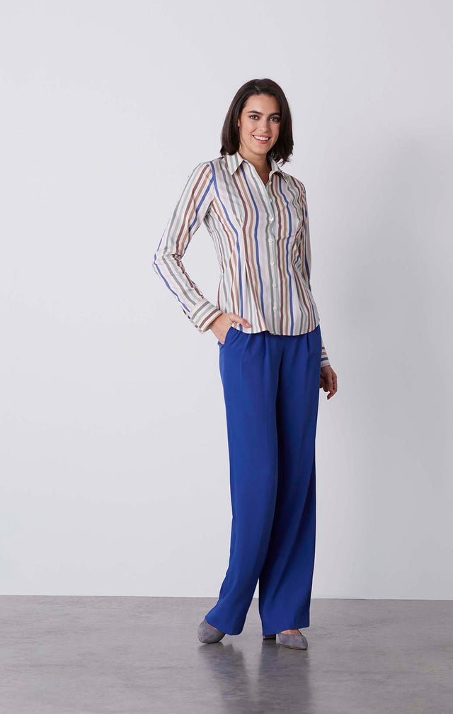 Boulevard - Pleated Striped Shirt - On Model
