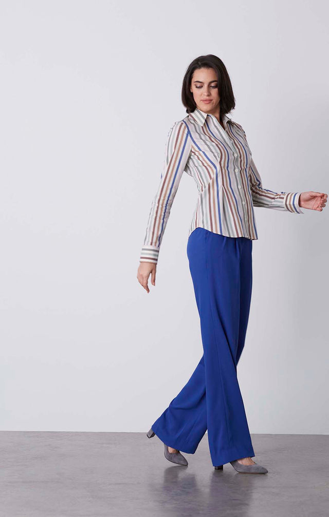 Boulevard - Pleated Striped Shirt - On Model