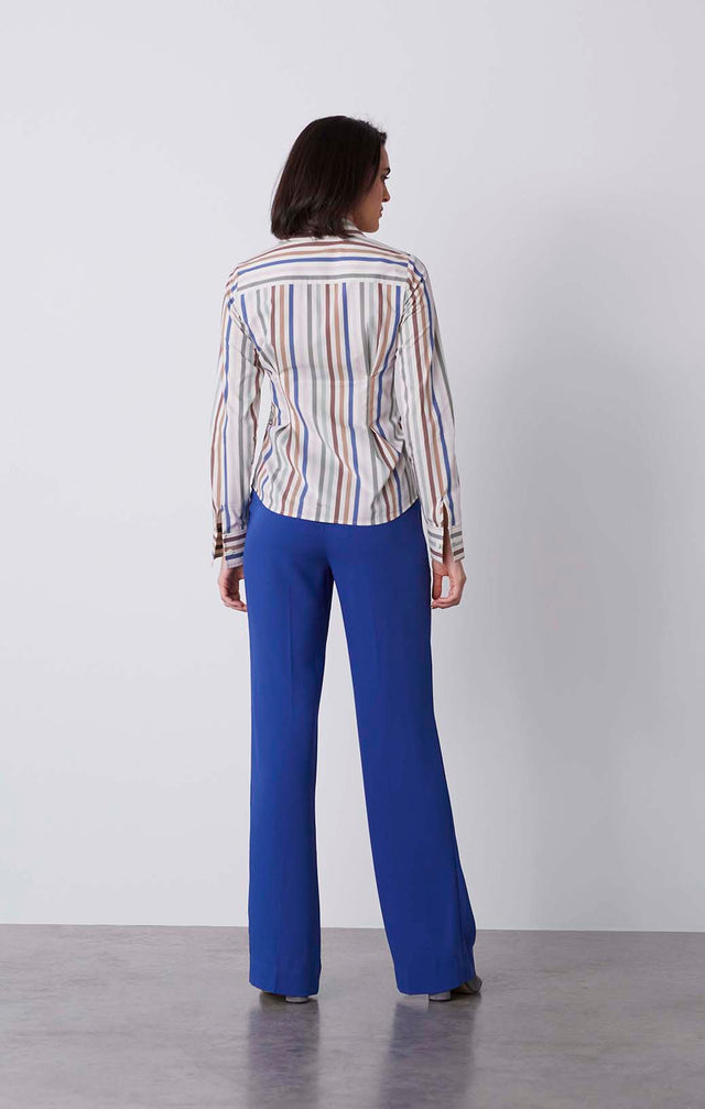 Boulevard - Pleated Striped Shirt - On Model