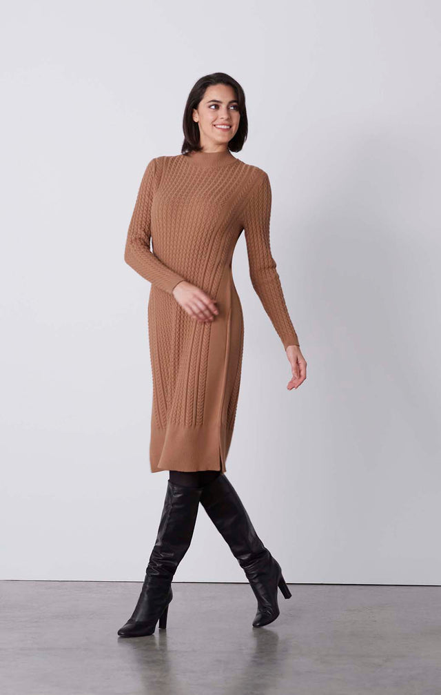 Refuge - Silk-Softened, Cable-Knit Dress - On Model