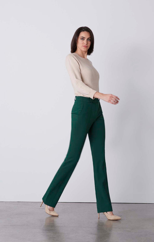 Green Room - Ultrastretch Pants With Lattice Belt Loops - On Model