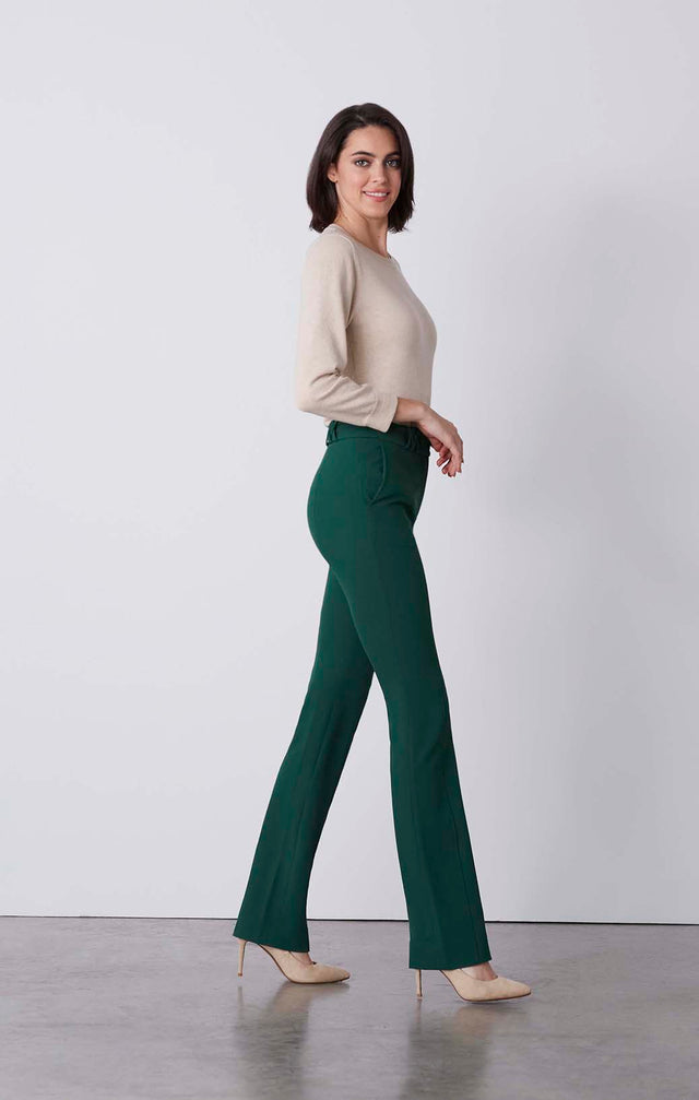 Green Room - Ultrastretch Pants With Lattice Belt Loops - On Model