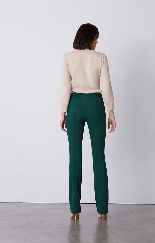 Green Room - Ultrastretch Pants With Lattice Belt Loops - On Model